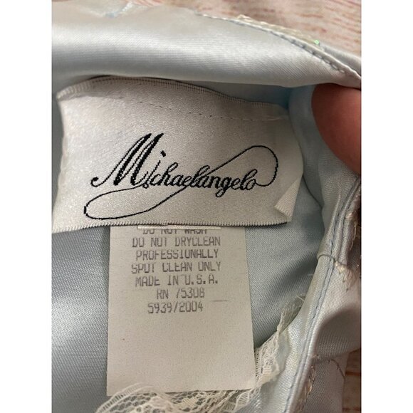 NWT Michaelangelo David's Bridal Ice Blue Satin Sleeveless Dress - 12 - Picture 9 of 14